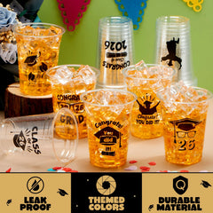 24 Pack 2026 Graduation Plastic Cups, Black 16oz Disposable Party Decorations