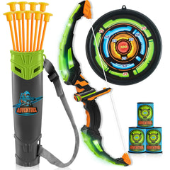Kids LED Light-Up Archery Toy Set with Suction Cup Arrows, Target & Arrow Case