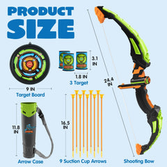Kids LED Light-Up Archery Toy Set with Suction Cup Arrows, Target & Arrow Case