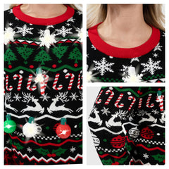 LED Ugly Christmas Sweater with Built-in Light Bulbs for Men and Women