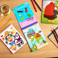 Make-a-Face Reusable Sticker Books 3-Pack: Safari, Farm & Sea Animals