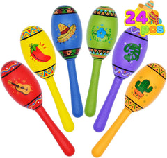 Mini Wooden Fiesta Maracas (24 Pack)