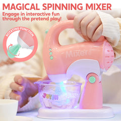 Pink Pretend Play Kitchen Appliances Toy Set with Coffee Maker, Mixer, and Toaster