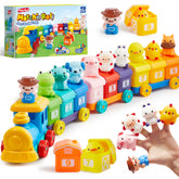 Montessori Farm Number Train Toy - Counting, Matching & Sorting Learning Toy with 9 Farm Animals for Toddlers 1-3 Years