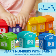 Montessori Farm Number Train Toy - Counting, Matching & Sorting Learning Toy with 9 Farm Animals for Toddlers 1-3 Years