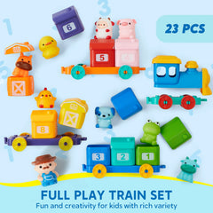 Montessori Farm Number Train Toy - Counting, Matching & Sorting Learning Toy with 9 Farm Animals for Toddlers 1-3 Years