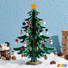 Wooden Christmas Advent Calendar Tree with 24 Ornaments