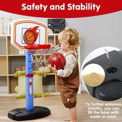 Toddler Basketball Arcade Game Set with Adjustable Goal and 4 Balls