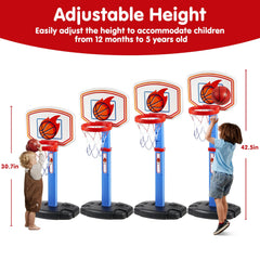 Toddler Basketball Arcade Game Set with Adjustable Goal and 4 Balls