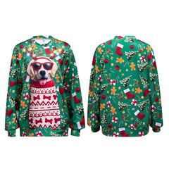 Unisex LED Light Up Reindeer Puppy Christmas Sweatshirt