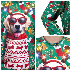 Unisex LED Light Up Reindeer Puppy Christmas Sweatshirt