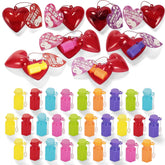 28-Pack Mini Heart Bubble Wands with Valentine's Day Cards for Kids Classroom Exchange Gifts