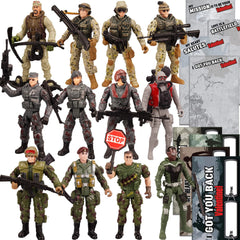 12Pcs Kids Valentine's Cards with Military Action Figure Toys - Classroom Exchange Gifts