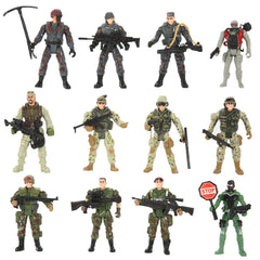 12Pcs Kids Valentine's Cards with Military Action Figure Toys - Classroom Exchange Gifts