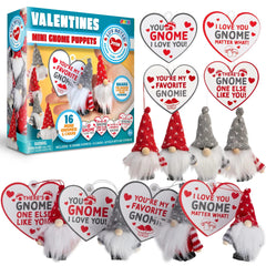 16 Gnome Valentine's Day Cards with Plush Toys for Kids Classroom Exchange
