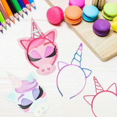 16 Pcs Kids Valentine's Cards with Unicorn Headbands - Classroom Exchange Gifts