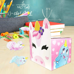 28Pcs Kids Valentine's Day Cards with Unicorn Mailbox - Classroom Exchange Gifts