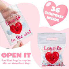 36 Valentine's Day Cellophane Gift Bags - 6 Designs for Candy, Cookies & Kids Party Favors