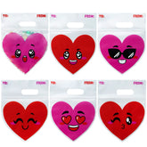 Valentine's Day Cellophane Gift Bags - 48 Pack Red Pink Heart Design, Candy Treat Bags for Kids Party Favors, Classroom Exchange Prizes & Cookie Bags