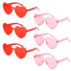 6-Pack Valentine's Day Heart-Shaped Rimless Sunglasses