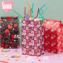 Valentine's Day Paper Gift Bags - 24 Pcs 9.6" with Love Stickers