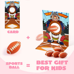Valentine's Day Sports Party Favors for Kids - 28 Game Cards + 7 Mini Sports Ball Erasers (Football, Basketball, Soccer) | Class Prizes & Goodie Bag Stuffers