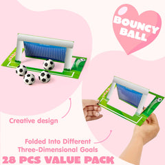 Valentine's Day Sports Party Favors for Kids - 28 Game Cards + 7 Mini Sports Ball Erasers (Football, Basketball, Soccer) | Class Prizes & Goodie Bag Stuffers
