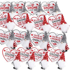 16 Gnome Valentine's Day Cards with Plush Toys for Kids Classroom Exchange