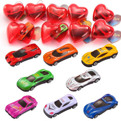 28 Prefilled Hearts with Die-Cast Cars and Valentine's Day Cards for Kids - Classroom Exchange Gifts