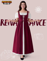Women's Medieval Renaissance Peasant Maxi Dress for Halloween