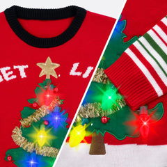 Women's LED Light Up Get Lit Christmas Tree Ugly Christmas Sweater