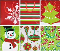 18 Pack Christmas Gift Bags - Holiday Paper Bags