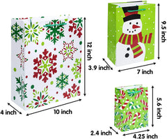 20 Christmas Goody Gift Bags with Handles, Assorted Sizes