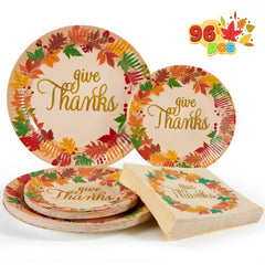 Thanksgiving Paper Plates and Napkins Set for 24 Guests