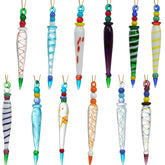 12 Glass Icicle Ornaments