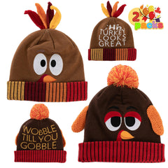 2-Piece Thanksgiving Pom-Pom Beanie Hats