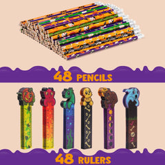Halloween Pencil & Ruler Set - 96 Pieces