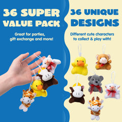 36-Piece Mini Plush Animal Toy Set (2.5 to 3 Inches, No Egg Shells)