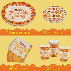120-Piece Friendsgiving Disposable Dinnerware Set with Paper Plates and Napkins