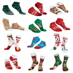 12 Days of Socks Advent Calendar - 12 Pairs (Santa, Snowman, Reindeer, Gingerbread Man)