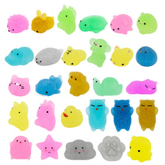 28Pcs Glitter Squishy Toys Filled Hearts Set with Valentines Day Cards for Kids-Classroom Exchange Gifts