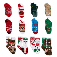 12 Days of Socks Advent Calendar - 12 Pairs (Santa, Snowman, Reindeer, Gingerbread Man)