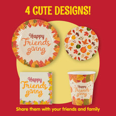 120-Piece Friendsgiving Disposable Dinnerware Set with Paper Plates and Napkins