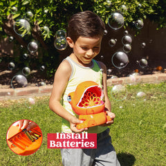 SLOOSH Orange Dinosaur Bubble Machine