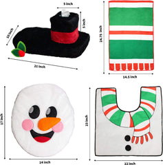 10 Pcs Santa and Snowman Bathroom Decor Set