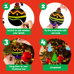 72-Piece Rainbow Scratch Christmas Ornaments