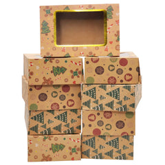 Christmas Foil Cookie Kraft Pattern Gift Box, 24 Count