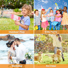 Sloosh 2-Pack Bubble Machine - Bazooka Rocket Shape Bubble Gun Toy for Kids Ages 4-8, Adults, Party Favors, Summer, Wedding, Easter