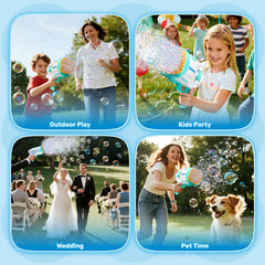 Play-Act 69-Hole Bubble Machine Gun Toy, Bazooka Rocket Shape Bubble Gun for Kids & Adults, Colored Lights Blaster with Solution