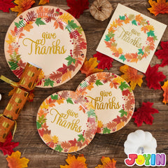Thanksgiving Paper Plates and Napkins Set for 24 Guests